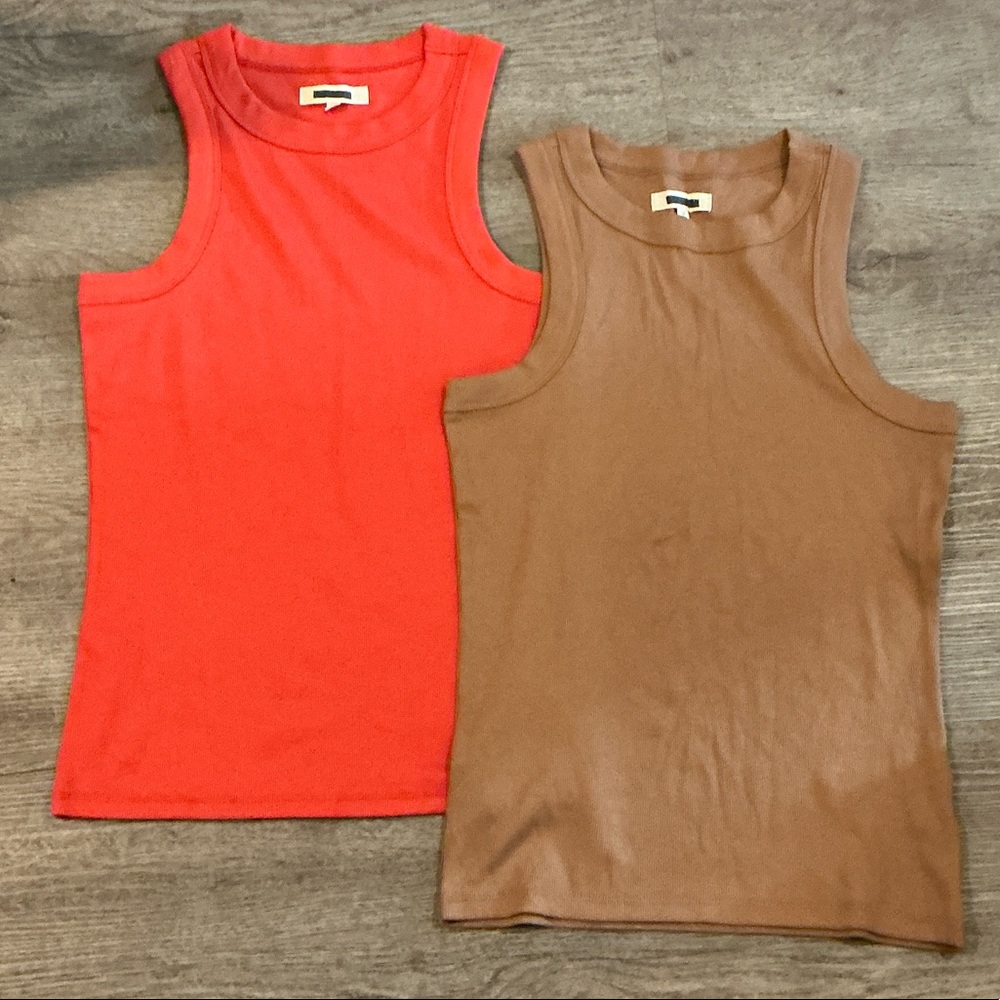Madewell woman Tank Tops - orange  and Classic Brown fall seasonal